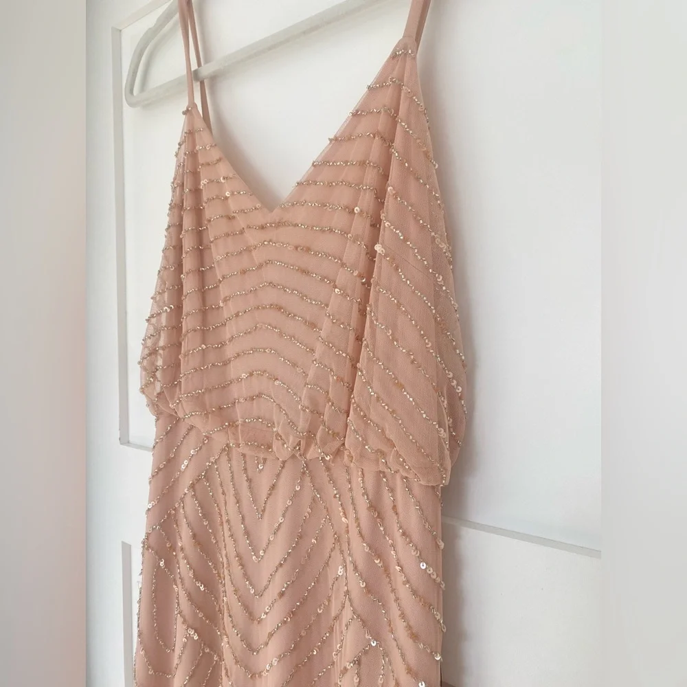 NWT Adrianna Papell Art Deco Beaded Blouson Gown - Picture 2 of 7